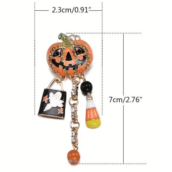 Pumpkin with Halloween Dangles Earrings - Picture 4 of 5